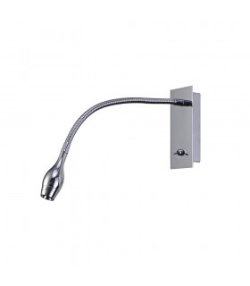 LED Oval Head Wall Reading Lamp with Flexible Arm, Switch On Base, Polished Chrome - 1