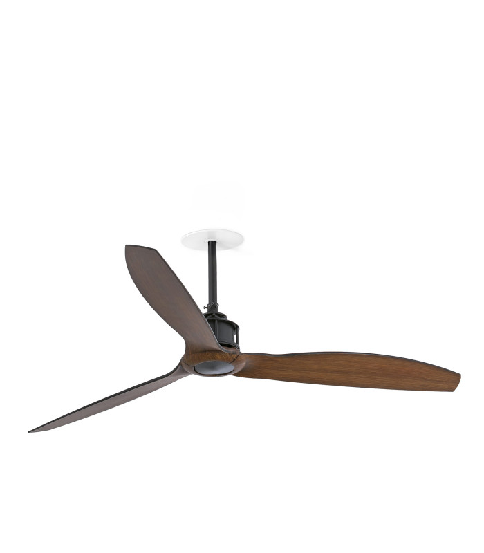 Just Recessed 128cm Ceiling Fan Matt Black, Walnut Blades