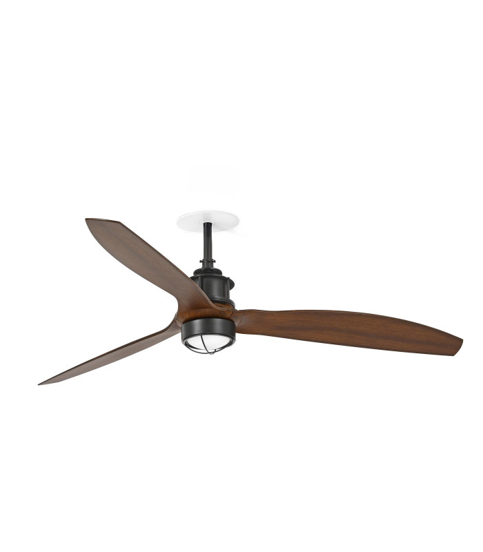 Just Recessed 128cm Ceiling Fan Matt Black, Walnut Blades 3000K