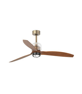 Deco 128cm Smart Ceiling Fan Old Gold, Walnut Blades 3000K