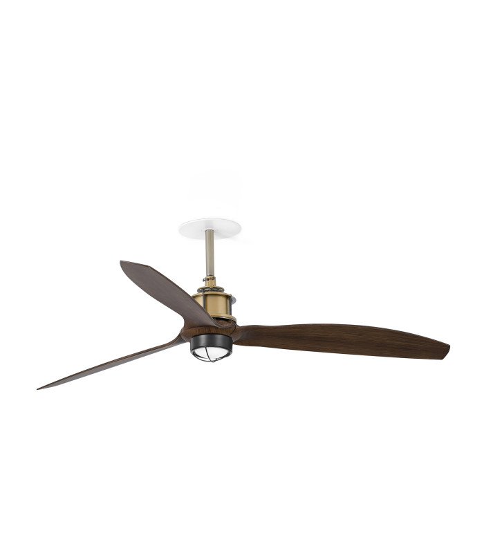 Just Recessed 128cm Ceiling Fan Old Gold, Walnut Blades 3000K