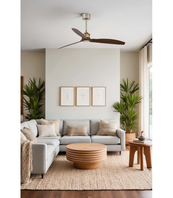 Just 128cm Smart Ceiling Fan Old Gold, Walnut Blades