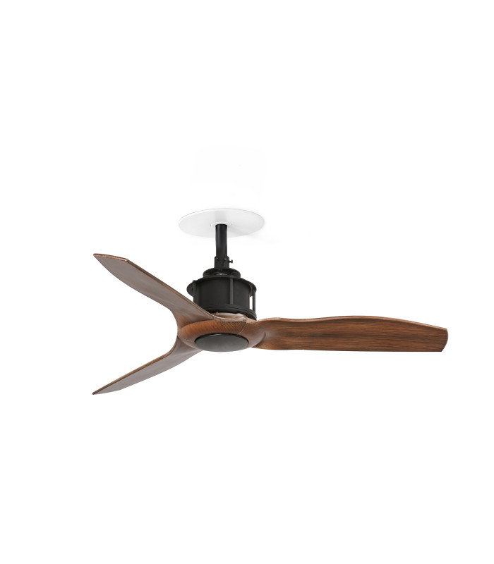 Just Recessed 81cm Ceiling Fan Matt Black, Walnut Blades