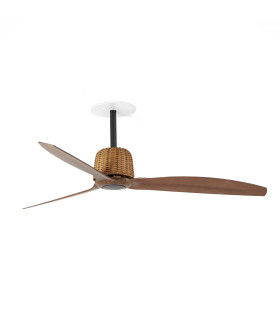 Weaver Recessed 128cm Ceiling Fan Matt Black, Walnut Blades