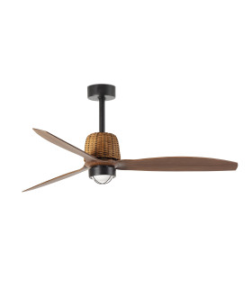 Weaver 128cm Smart Ceiling Fan Matt Black, Walnut Blades 3000K