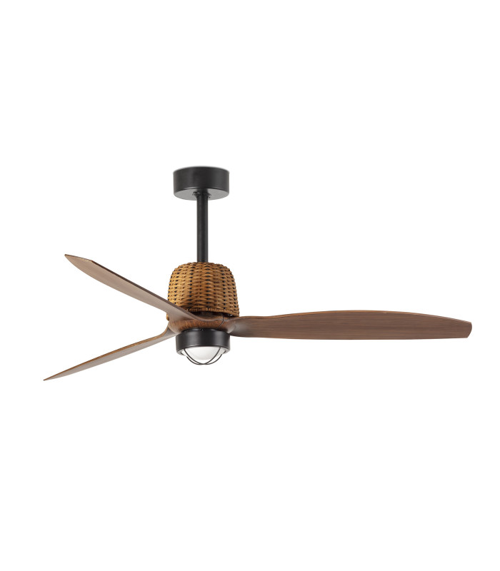 Weaver 128cm Smart Ceiling Fan Matt Black, Walnut Blades 3000K