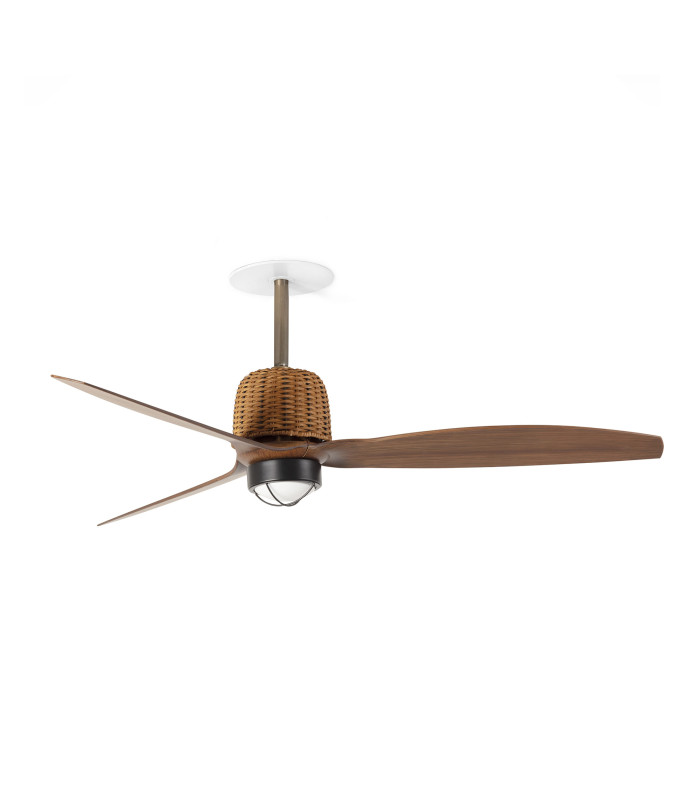 Weaver Recessed 128cm Ceiling Fan Old Gold, Walnut Blades 3000K