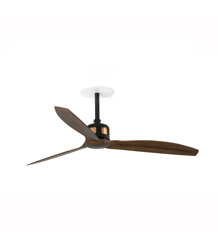 Copper Recessed 128cm Smart Ceiling Fan Matt Black, Walnut Blades