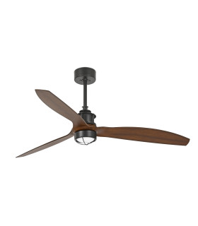 Just 128cm Smart Ceiling Fan Matt Black, Walnut Blades 3000K