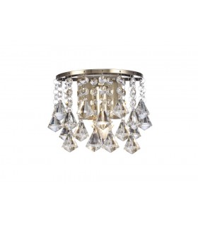 Wall Lamp 1 Light E14 Switched Antique Brass, Prism Crystal - 1