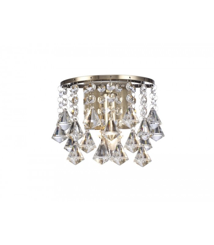 Wall Lamp 1 Light E14 Switched Antique Brass, Prism Crystal - 1