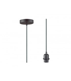 1.5m Suspension Kit 1 Light Black, Black Cable, E27 Max 60W, c, w Ceiling Bracket - 1