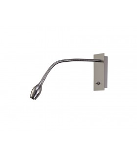 LED Oval Head Wall Reading Lamp with Flexible Arm, Switch On Base, Satin Nickel - 1