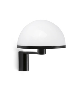 Dome Wall Lamp Satin Black, Gloss White Shade E27