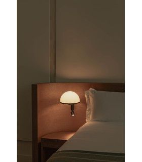 Dome Reading Wall Light Satin Black, Gloss White Shade E27