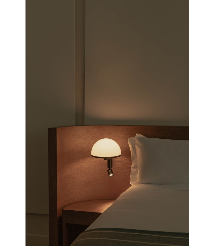 Dome Reading Wall Light Satin Black, Gloss White Shade E27