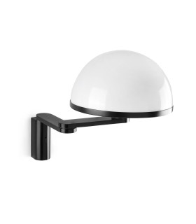 Dome Adjustable Wall Lamp Satin Black, Gloss White Shade E27