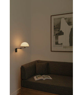 Dome Adjustable Wall Lamp Satin Black, Gloss White Shade E27