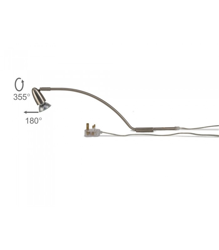 Over Cabinet 1 Light GU10 with Adjustable Head And 2m Cable c, w BS Plug Satin Nickel - 1