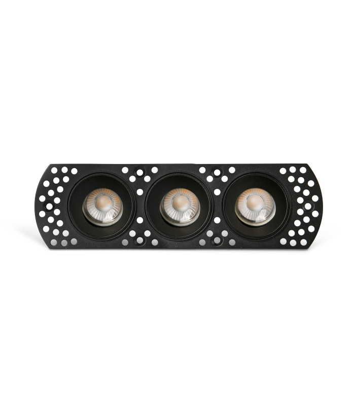 Flic Trimless Adjustable Triple Recessed Downlight Black MR11 GU10