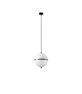 Dome 23Cm Globe Pendant Ceiling Light Satin Black, Gloss White Shade E27