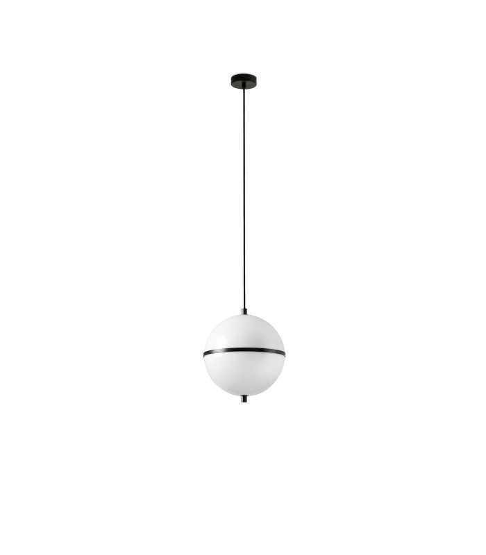 Dome 23Cm Globe Pendant Ceiling Light Satin Black, Gloss White Shade E27