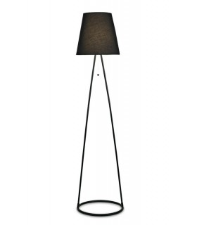Floor Lamp 1 Light E27 Matt Black c, w Black Fabric Shade - 1