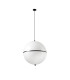 Dome 42Cm Globe Pendant Ceiling Light Satin Black, Gloss White Shade E27