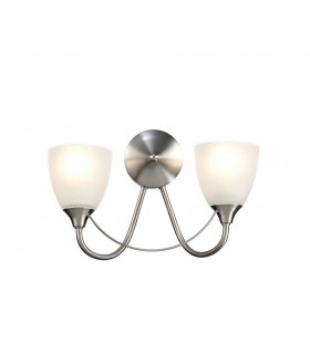Wall Lamp 2 Light E14 Satin Nickel, Opal Glass - 1
