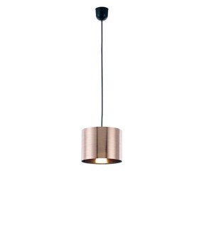 Black Ceiling Pendant 1 Light E27 with 200 x 150mm Metallic Copper Cylinder Shade, c, w Ceiling Bracket - 1