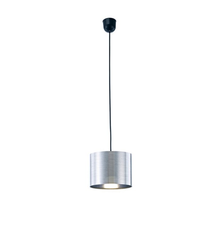 Black Ceiling Pendant 1 Light E27 with 200 x 150mm Metallic Chrome Cylinder Shade, c, w Ceiling Bracket - 1
