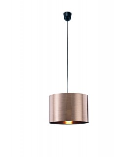 Black Ceiling Pendant 1 Light E27 with 300 x 200mm Metallic Copper Cylinder Shade, c, w Ceiling Bracket - 1