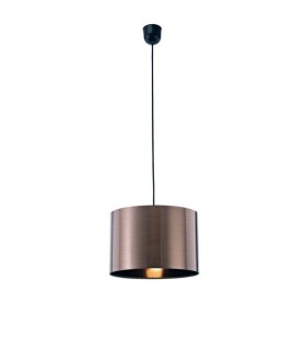 Black Ceiling Pendant 1 Light E27 with 300 x 200mm Metallic Bronze Cylinder Shade, c, w Ceiling Bracket - 1