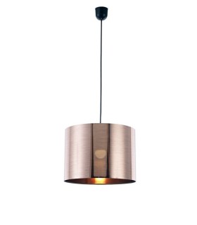 Black Ceiling Pendant 1 Light E27 with 350 x 250mm Metallic Copper Cylinder Shade, c, w Ceiling Bracket - 1