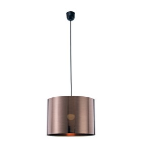 Black Ceiling Pendant 1 Light E27 with 350 x 250mm Metallic Bronze Cylinder Shade, c, w Ceiling Bracket - 1