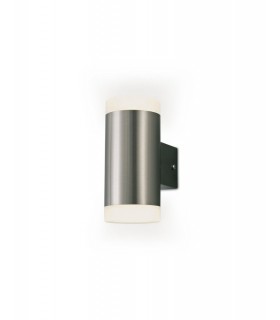 Up & Downward Lighting Cylinder Wall Lamp, 2x4W LED IP44, 4000K, Stainless Steel , Frosted Polycarbonate Diffuser - 1
