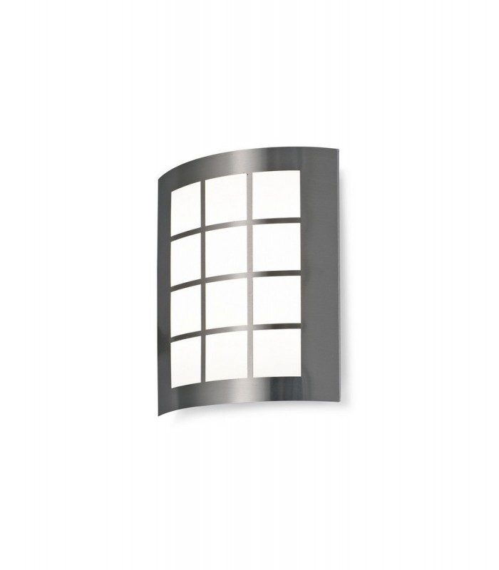 Flush Wall Lamp 216mm x 178mm with Square Grid Cover, 14W LED IP44, 4000K, Stainless Steel , Frosted Polycarbonate Diffuser - 1