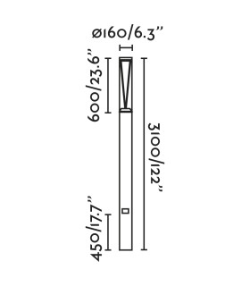 Rush LED Outdoor Bollard 310Cm Dark Grey Pole Lamp 4000K 360º Wide Casambi Dimmable IP65