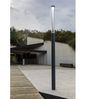 Rush LED Outdoor Bollard 370Cm Dark Grey Pole Lamp 2700K 180º Dali Dimmable IP65
