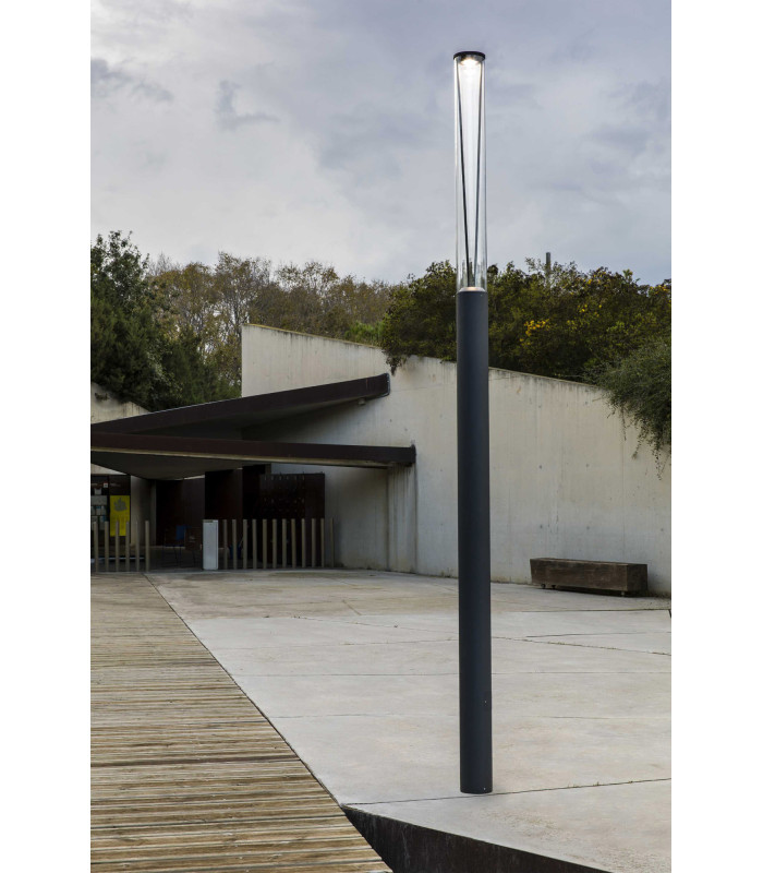 Rush LED Outdoor Bollard 370Cm Dark Grey Pole Lamp 3000K 360º Dali Dimmable IP65