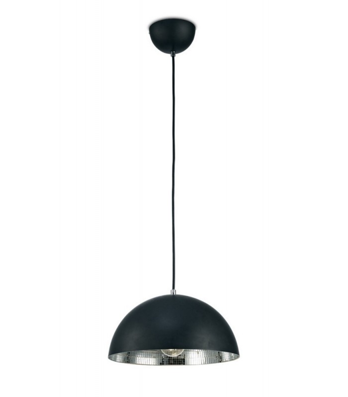 Dome Ceiling Pendant E27, Matt Black, Mirror Mosaic Inner - 1