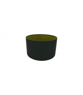 Round Cylinder, 300 x 170mm Dual Faux Silk Fabric Shade, Midnight Black, Green Olive - 1