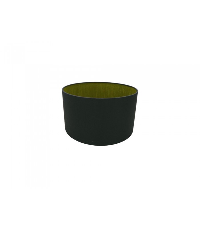 Round Cylinder, 300 x 170mm Dual Faux Silk Fabric Shade, Midnight Black, Green Olive - 1