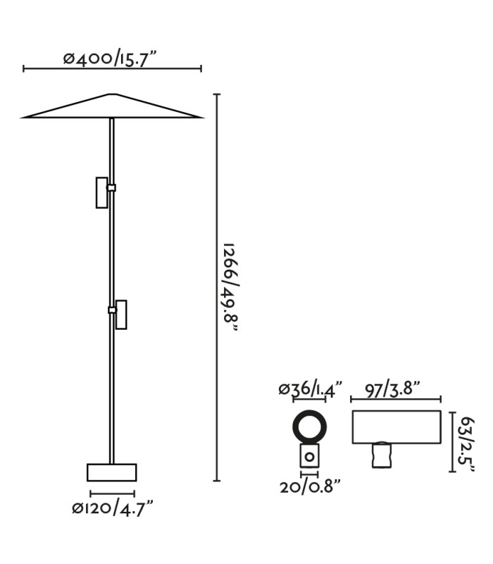 Clap 126Cm LED Outdoor Display Light Black, Black Shade IP65 3000K with Screen