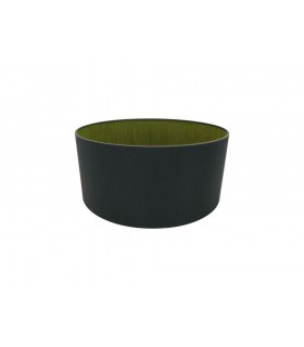 Round Cylinder, 400 x 180mm Dual Faux Silk Fabric Shade, Midnight Black, Green Olive - 1