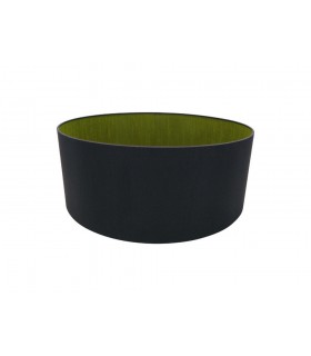 Round Cylinder, 500 x 200mm Dual Faux Silk Fabric Shade, Midnight Black, Green Olive - 1