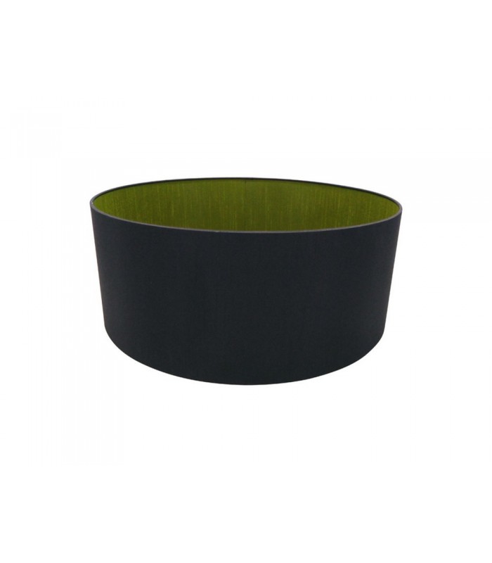 Round Cylinder, 500 x 200mm Dual Faux Silk Fabric Shade, Midnight Black, Green Olive - 1