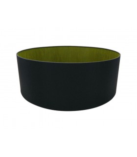 Round Cylinder, 600 x 220mm Dual Faux Silk Fabric Shade, Midnight Black, Green Olive - 1