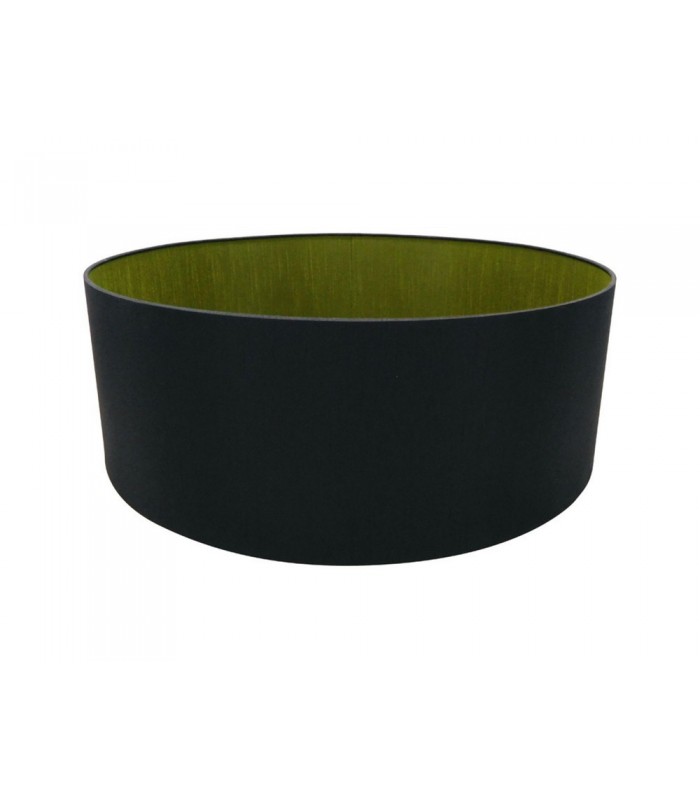 Round Cylinder, 600 x 220mm Dual Faux Silk Fabric Shade, Midnight Black, Green Olive - 1