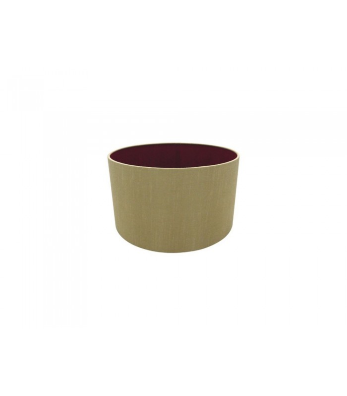 Round Cylinder, 300 x 170mm Dual Faux Silk Fabric Shade, Antique Gold, Ruby - 1